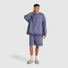 Light Steel Blue Relaxed Cotton Fleece Short